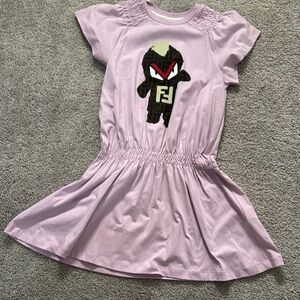 Fendi Kids Dress in Light Purple with Character Design